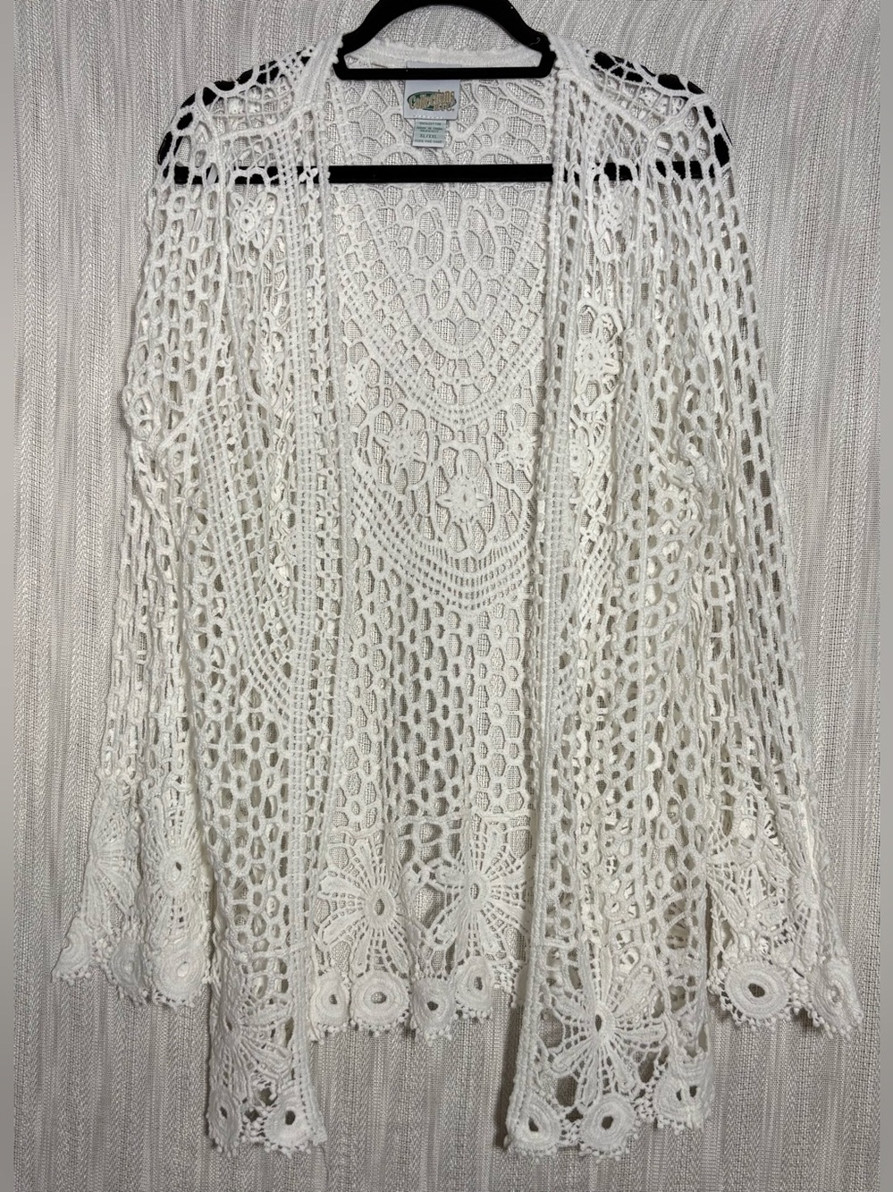 Lace Crochet Open-Front Women's Top - White